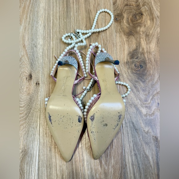 Mach & Mach Pearl Chain PVC Pointed Toe Heels Pink US 9.5 - Picture 9 of 11